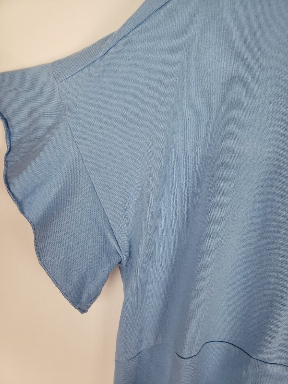 Bimba Y Lola Ruffle Short Sleeve Cotton Tee Boxy Light Blue Womens Medium - Picture 4 of 8